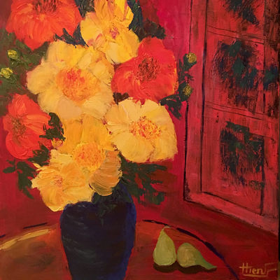 Still-life in a red room