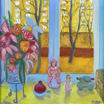 By the window in the autumn day