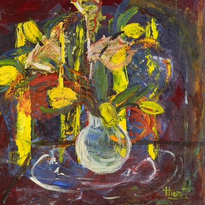 A vase of tulips